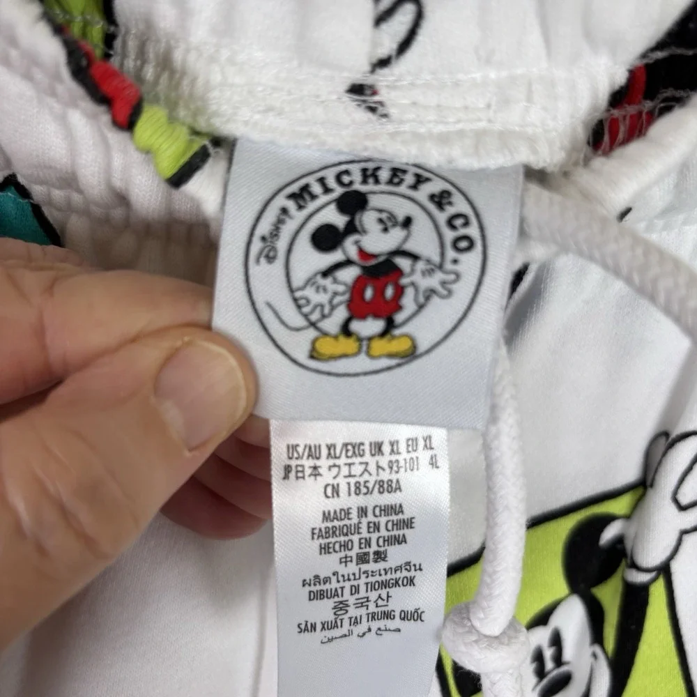 Disney Mickey Co Mickey Mouse‎ Sweat Pants Adult XL Jogger White Multicolored
